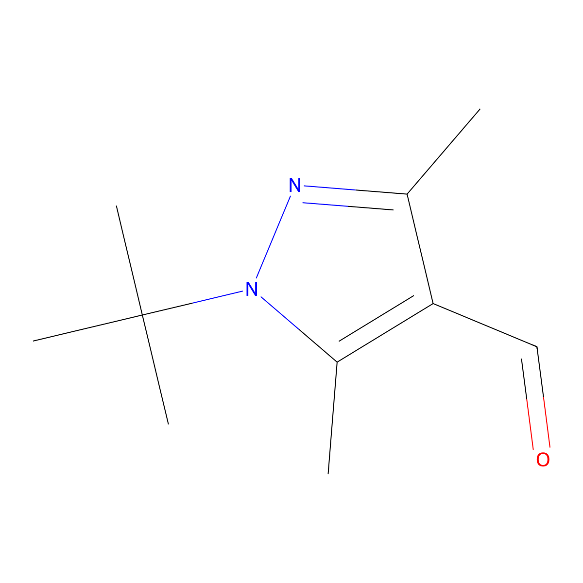 1-tert-butyl-3,5-dimethyl-1H-pyrazole-4-carbaldehyde molecular structure, CAS 647824-51-9