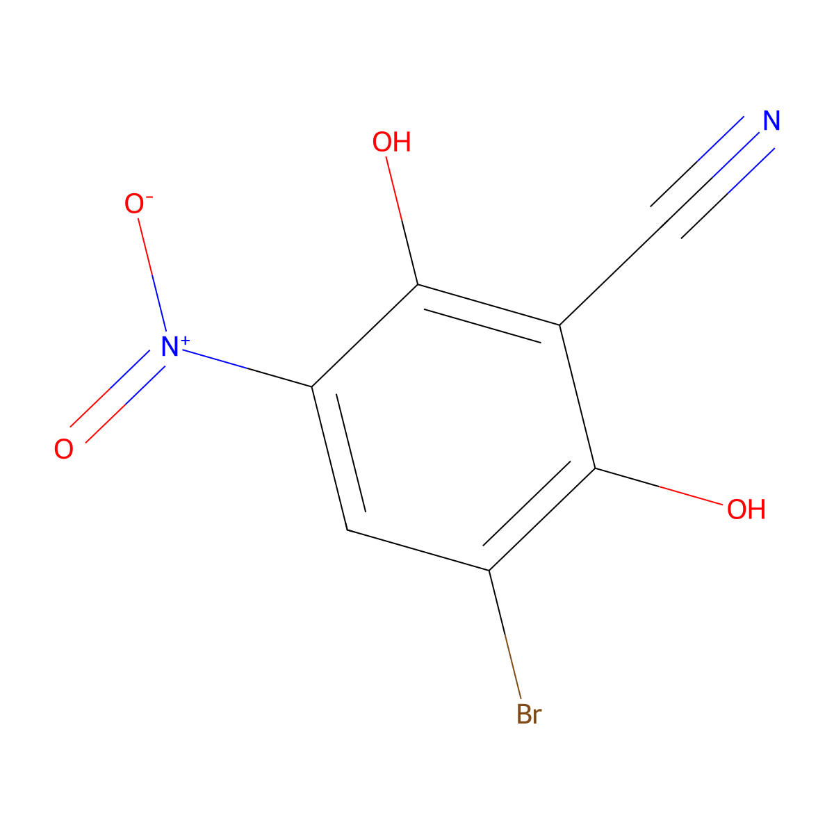 3-Bromo-2,6-dihydroxy-5-nitrobenzonitrile molecular structure, CAS 647824-54-2