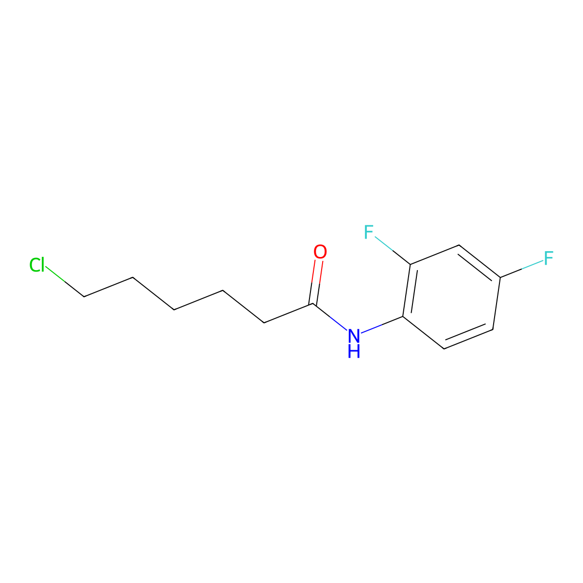 N1-(2,4-difluorophenyl)-6-chlorohexanamide molecular structure, CAS 647824-80-4