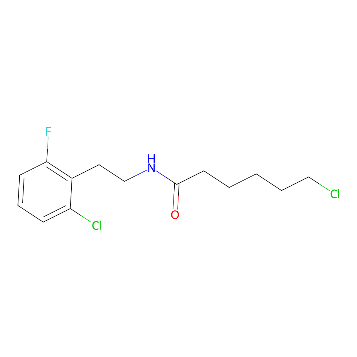 6-chloro-N-(2-chloro-6-fluorophenethyl)hexanamide molecular structure, CAS 647824-93-9
