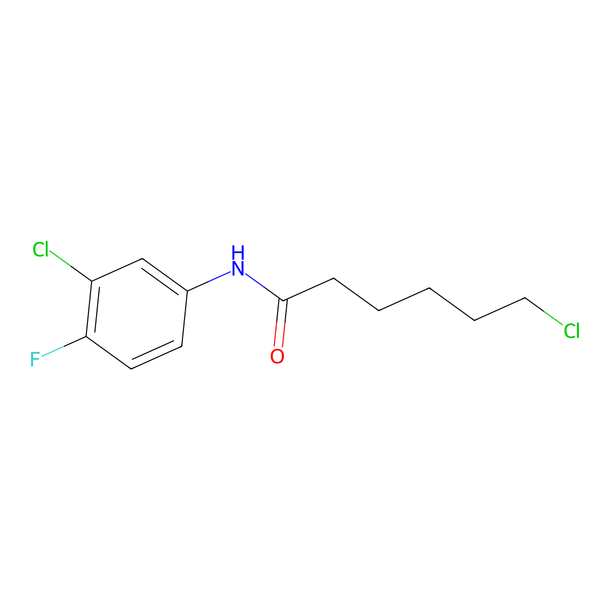 N1-(3-chloro-4-fluorophenyl)-6-chlorohexanamide molecular structure, CAS 647825-21-6