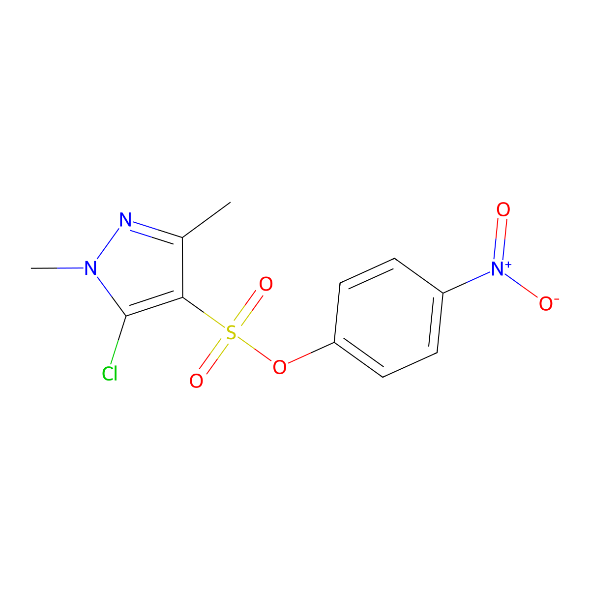 (4-Nitrophenyl) 5-chloro-1,3-dimethylpyrazole-4-sulfonate molecular structure, CAS 647825-44-3