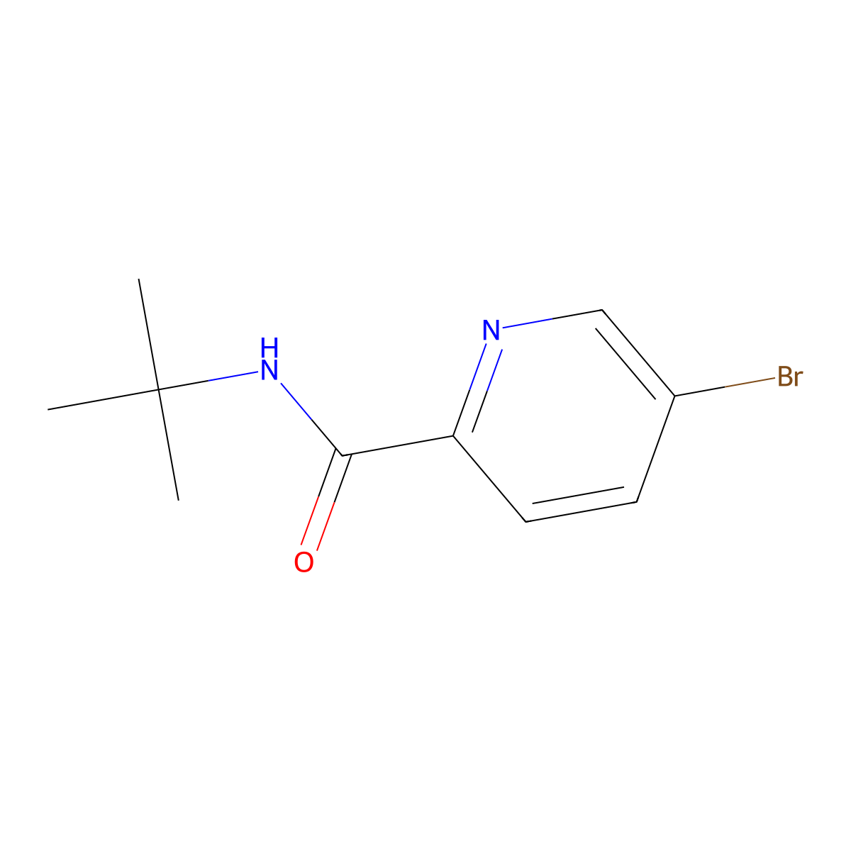 2-Pyridinecarboxamide, 5-bromo-N-(1,1-dimethylethyl)- molecular structure, CAS 647826-69-5