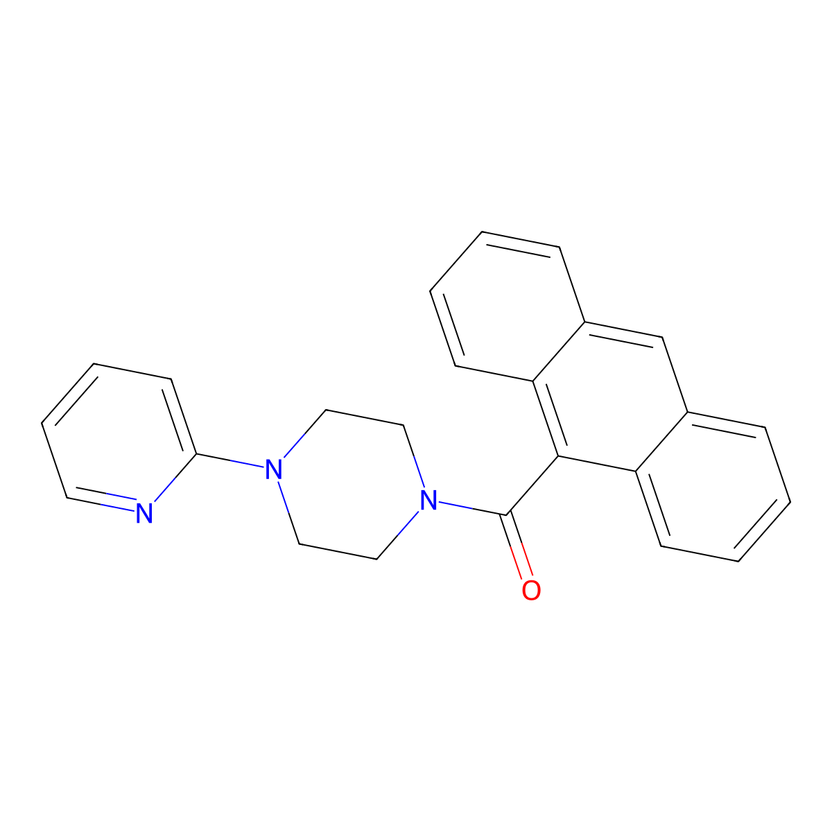 Piperazine, 1-(9-anthracenylcarbonyl)-4-(2-pyridinyl)- molecular structure, CAS 647854-40-8