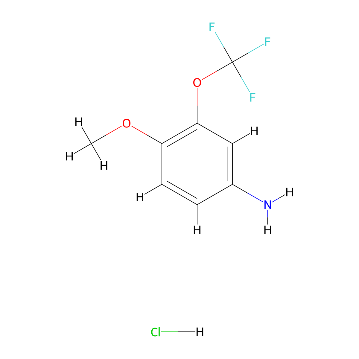 Benzenamine, 4-methoxy-3-(trifluoromethoxy)-, hydrochloride molecular structure, CAS 647855-19-4