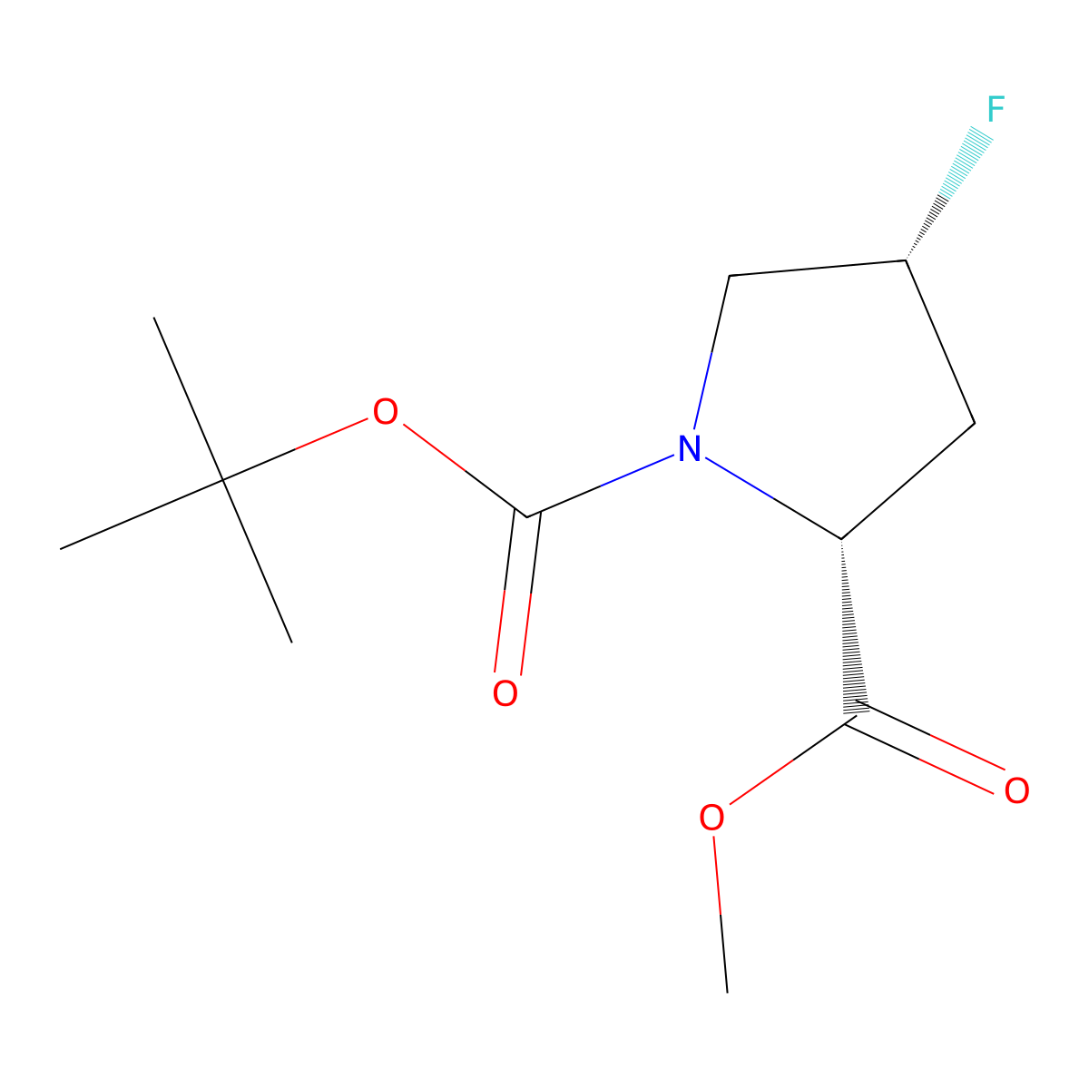 (2R,4R)-1-tert-butyl 2-methyl 4-fluoropyrrolidine-1,2-dicarboxylate molecular structure, CAS 647857-43-0