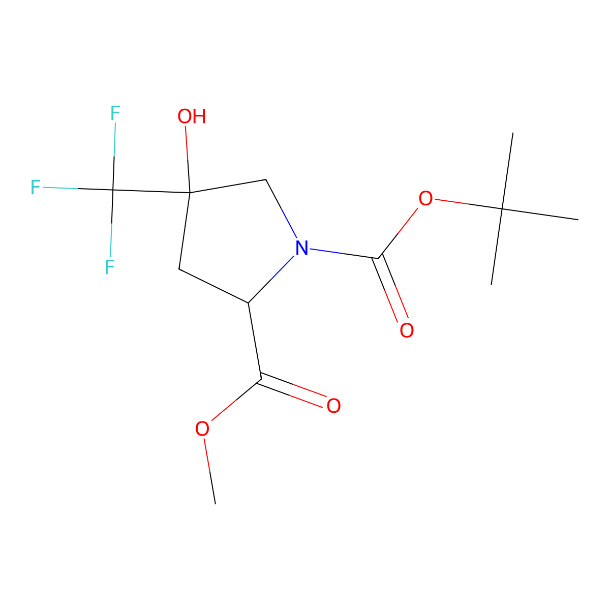 1-(Tert-butyl) 2-methyl (2R,4R)-4-hydroxy-4-(trifluoromethyl)pyrrolidine-1,2-dicarboxylate molecular structure, CAS 647857-60-1