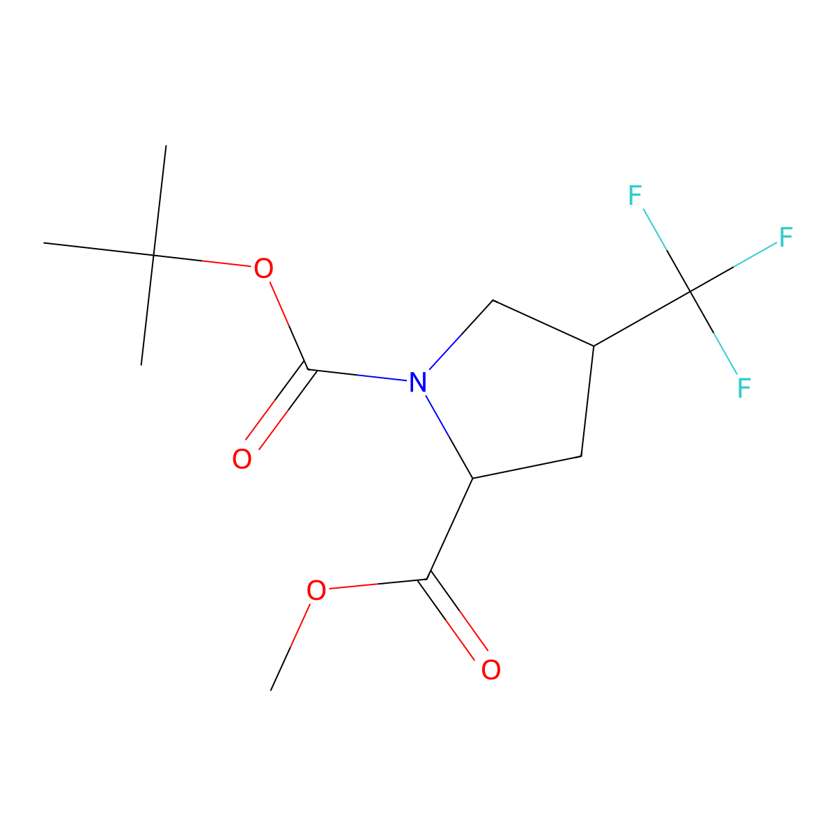 1-(tert-Butyl) 2-methyl 4-(trifluoromethyl)pyrrolidine-1,2-dicarboxylate molecular structure, CAS 647857-63-4