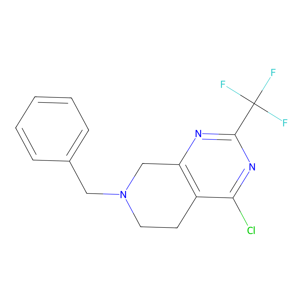 7-Benzyl-4-chloro-2-(trifluoromethyl)-5,6,7,8-tetrahydropyrido[3,4-D]pyrimidine molecular structure, CAS 647863-01-2