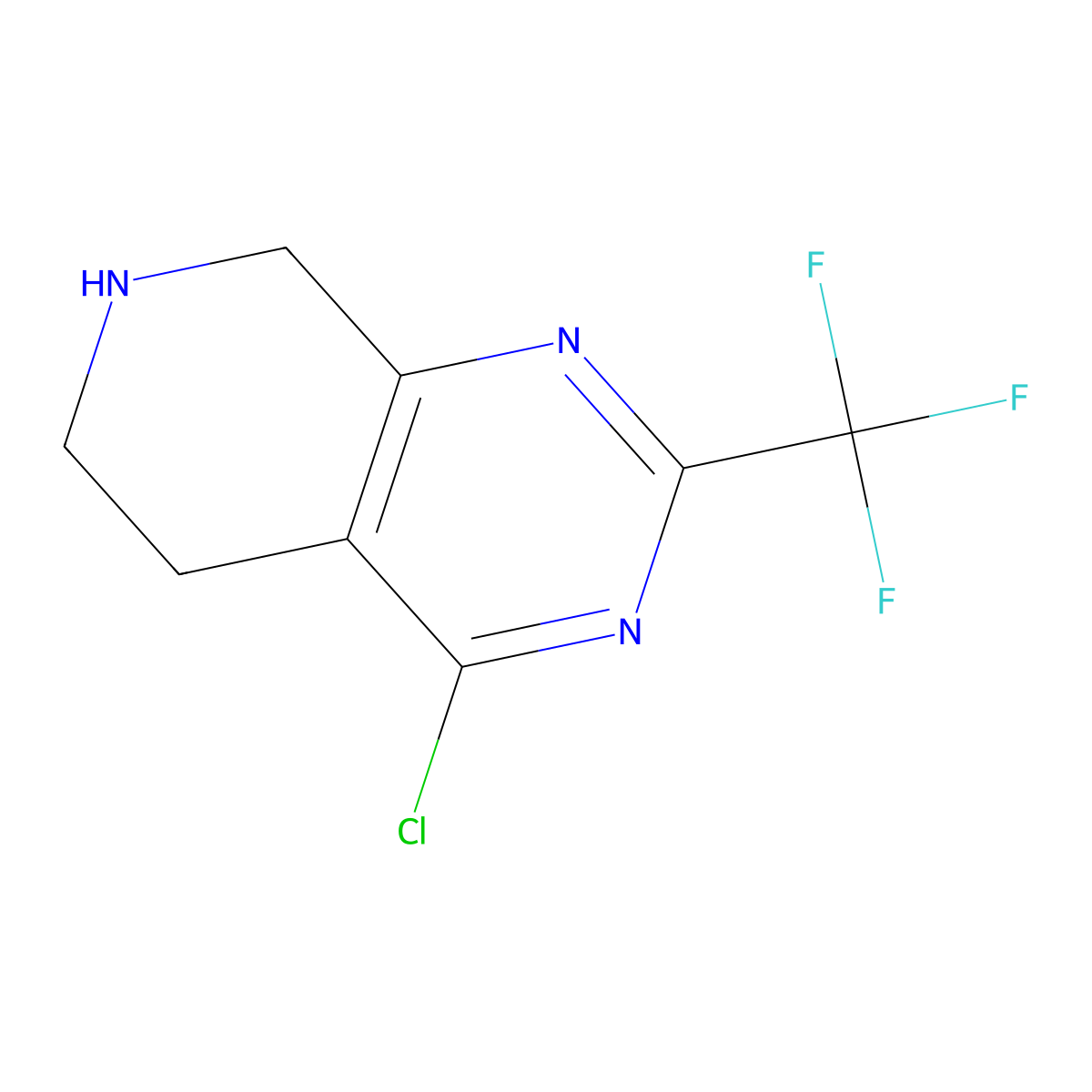 4-Chloro-2-(trifluoromethyl)-5,6,7,8-tetrahydropyrido[3,4-D]pyrimidine molecular structure, CAS 647863-08-9