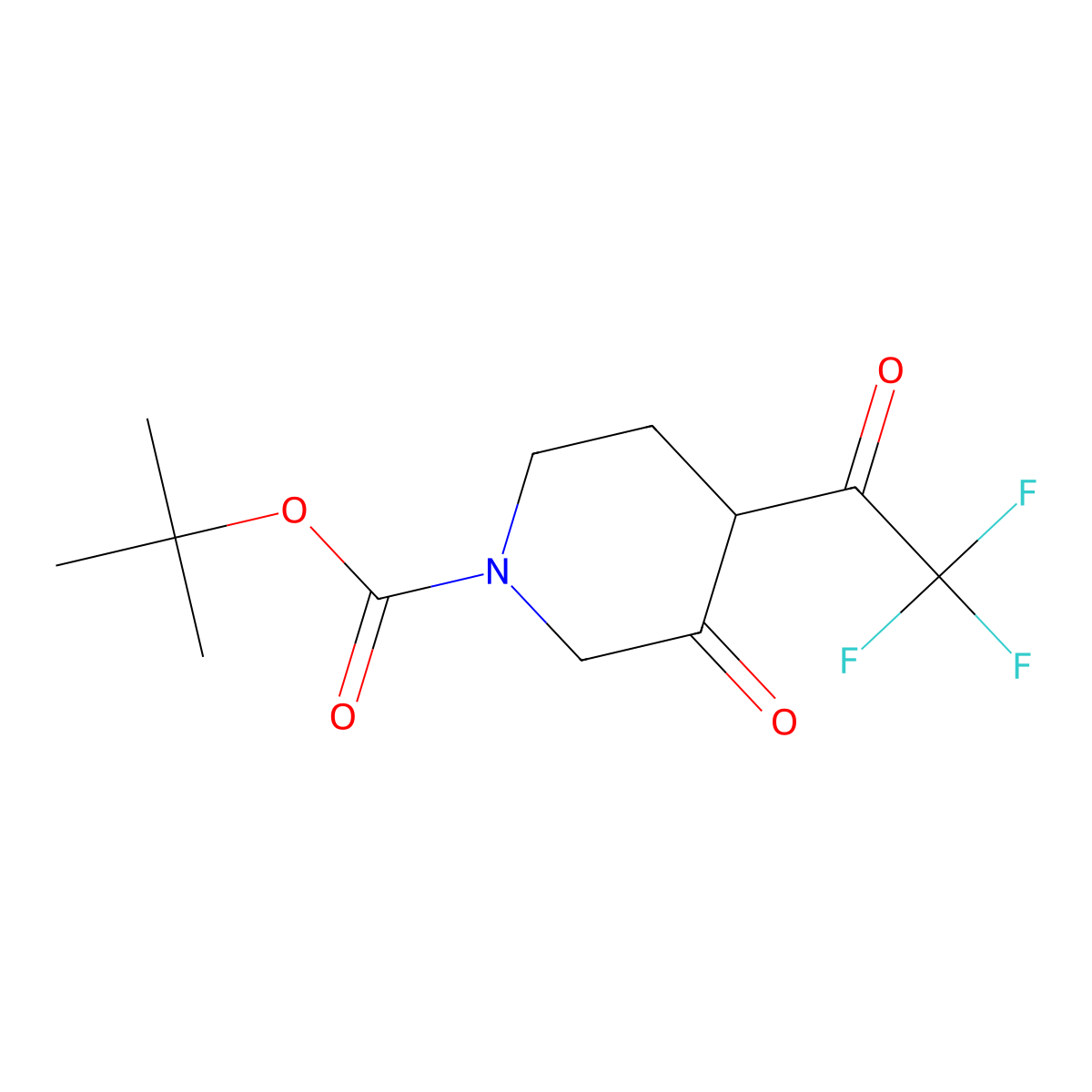 tert-Butyl 3-oxo-4-(2,2,2-trifluoroacetyl)piperidine-1-carboxylate molecular structure, CAS 647863-25-0