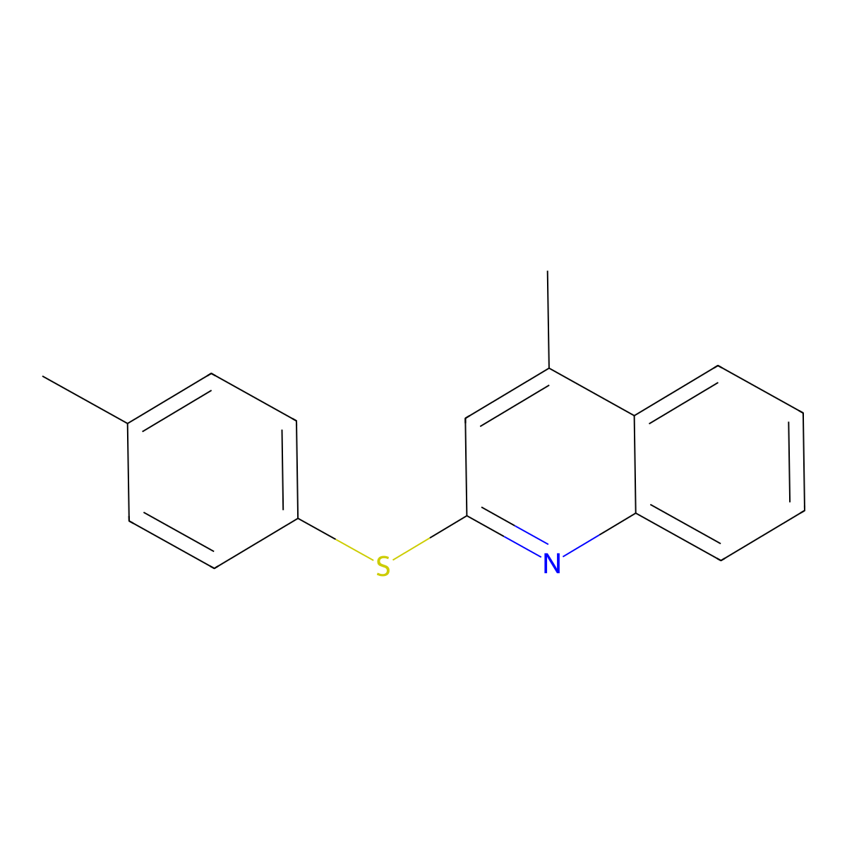 4-Methyl-2-[(4-methylphenyl)sulfanyl]quinoline molecular structure, CAS 64789-02-2