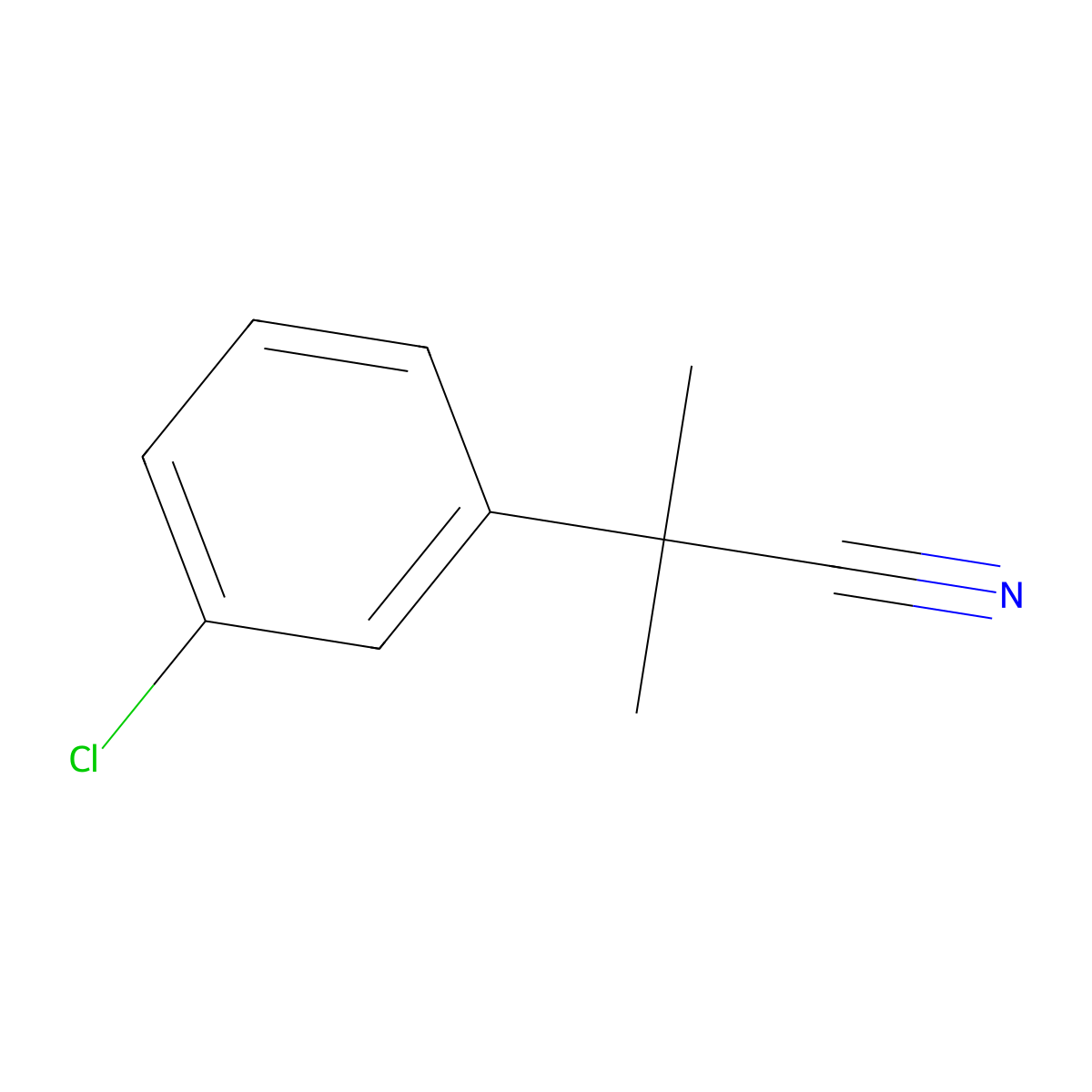2-(3-Chlorophenyl)-2-methylpropanenitrile molecular structure, CAS 64798-33-0