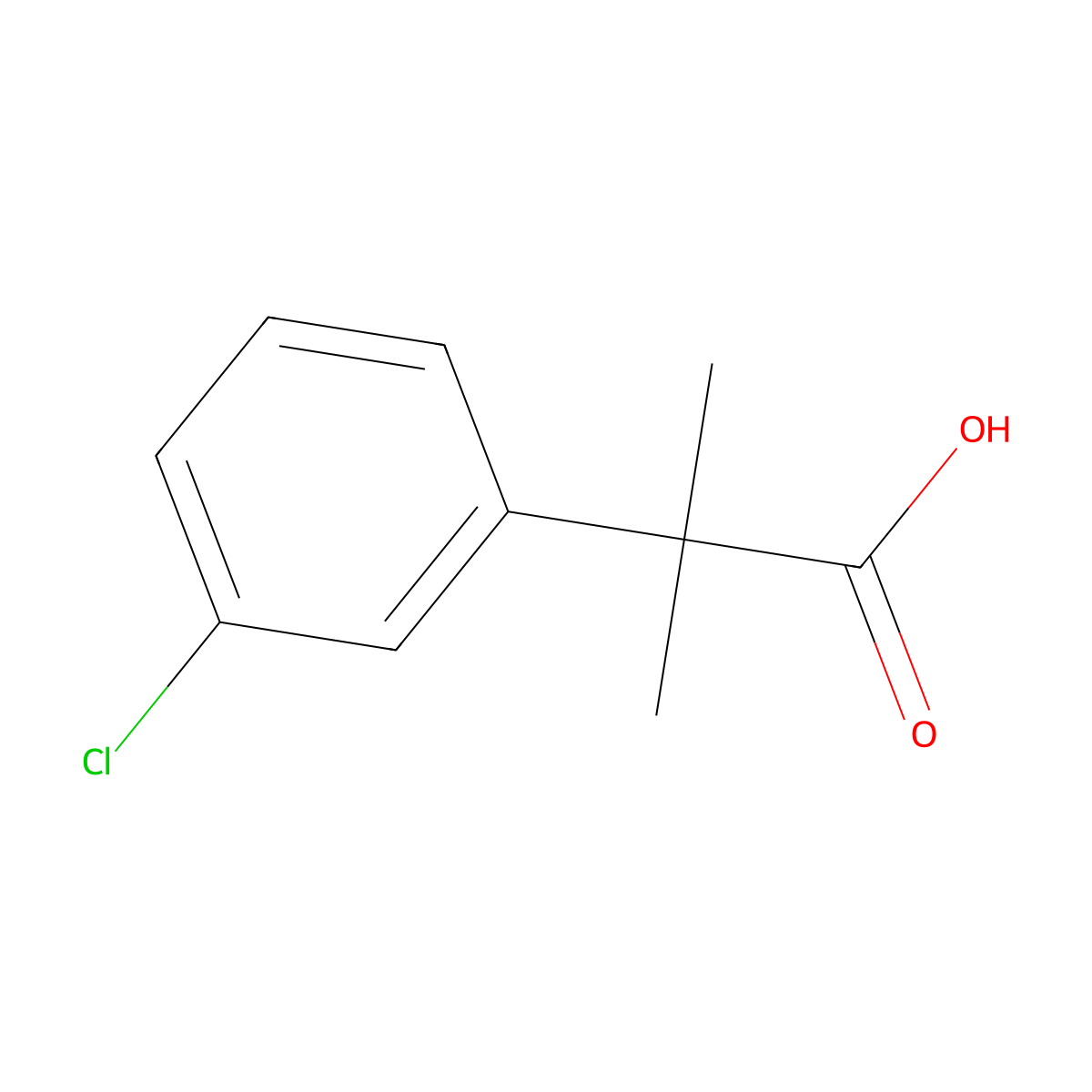 2-(3-Chlorophenyl)-2-methylpropanoic acid molecular structure, CAS 64798-35-2