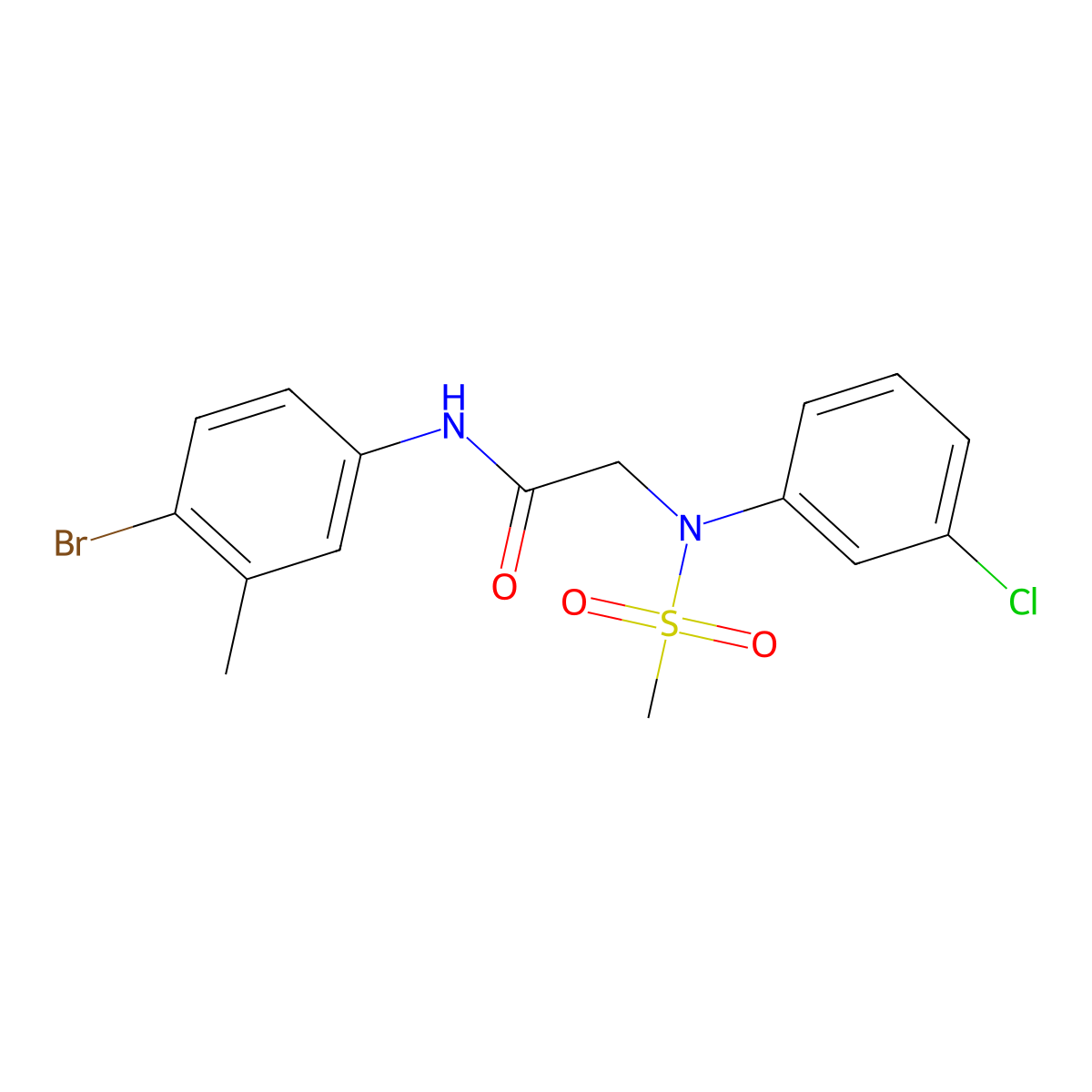 N-(4-bromo-3-methylphenyl)-2-(3-chloro-N-methylsulfonylanilino)acetamide molecular structure, CAS 6480-16-6