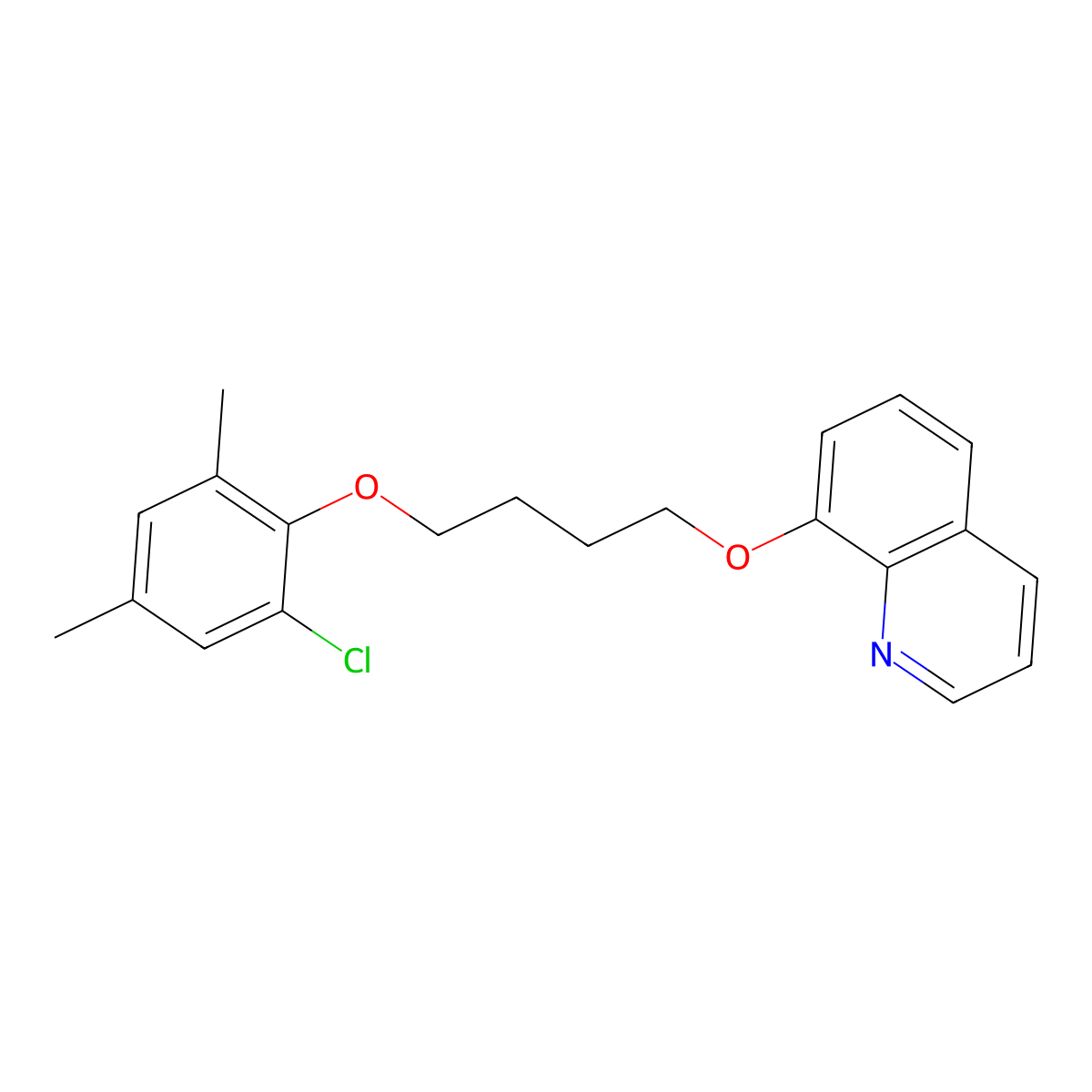 8-[4-(2-Chloro-4,6-dimethylphenoxy)butoxy]quinoline molecular structure, CAS 6480-30-4