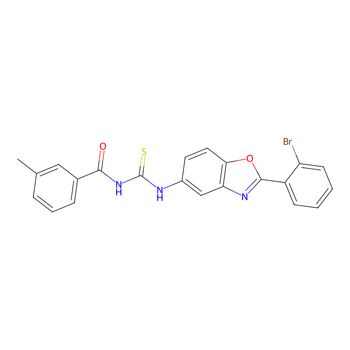 N-[[2-(2-bromophenyl)-1,3-benzoxazol-5-yl]carbamothioyl]-3-methylbenzamide molecular structure, CAS 6480-33-7