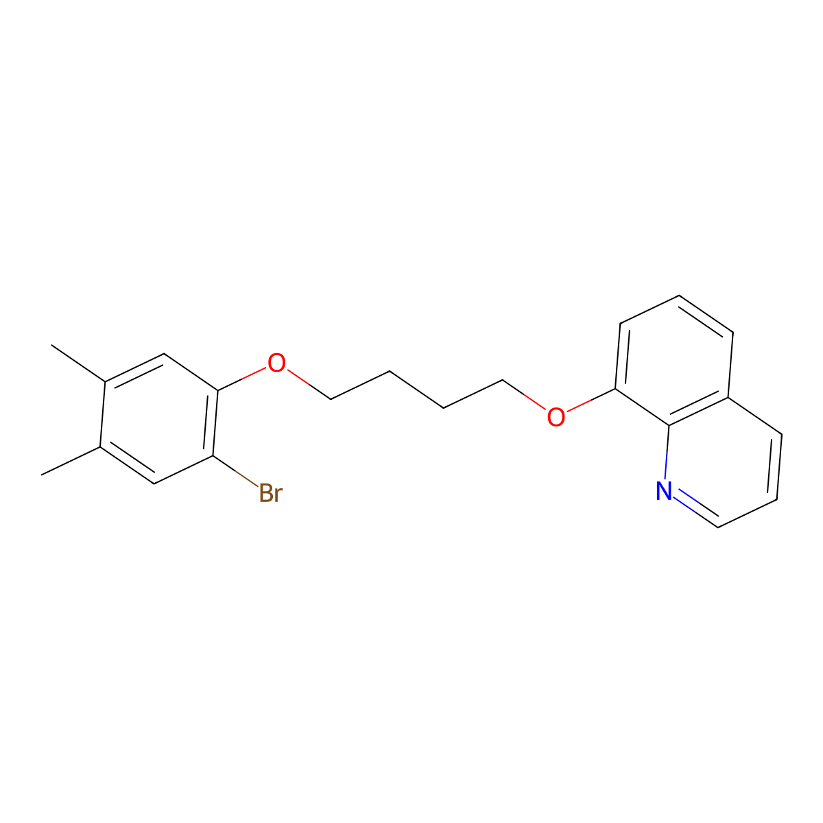 8-[4-(2-Bromo-4,5-dimethylphenoxy)butoxy]quinoline molecular structure, CAS 6480-96-2