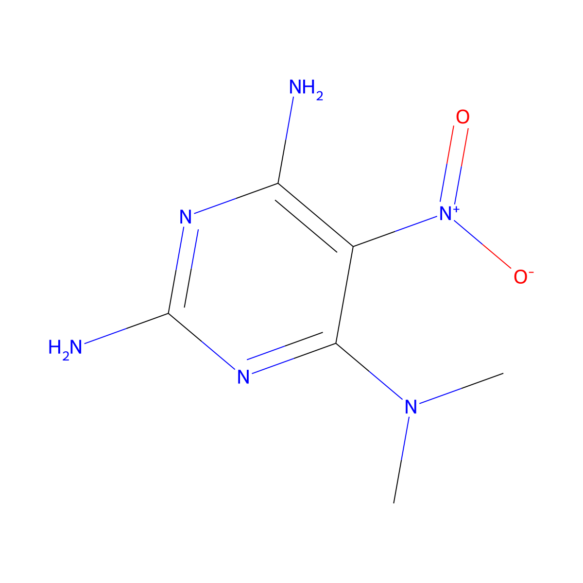 2,4-Diamino-6-(dimethylamino)-5-(nitro)pyrimidine molecular structure, CAS 64805-09-0
