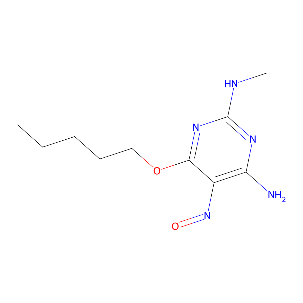 N-[4-amino-5-nitroso-6-(pentyloxy)pyrimidin-2-yl]-N-methylamine molecular structure, CAS 64805-21-6