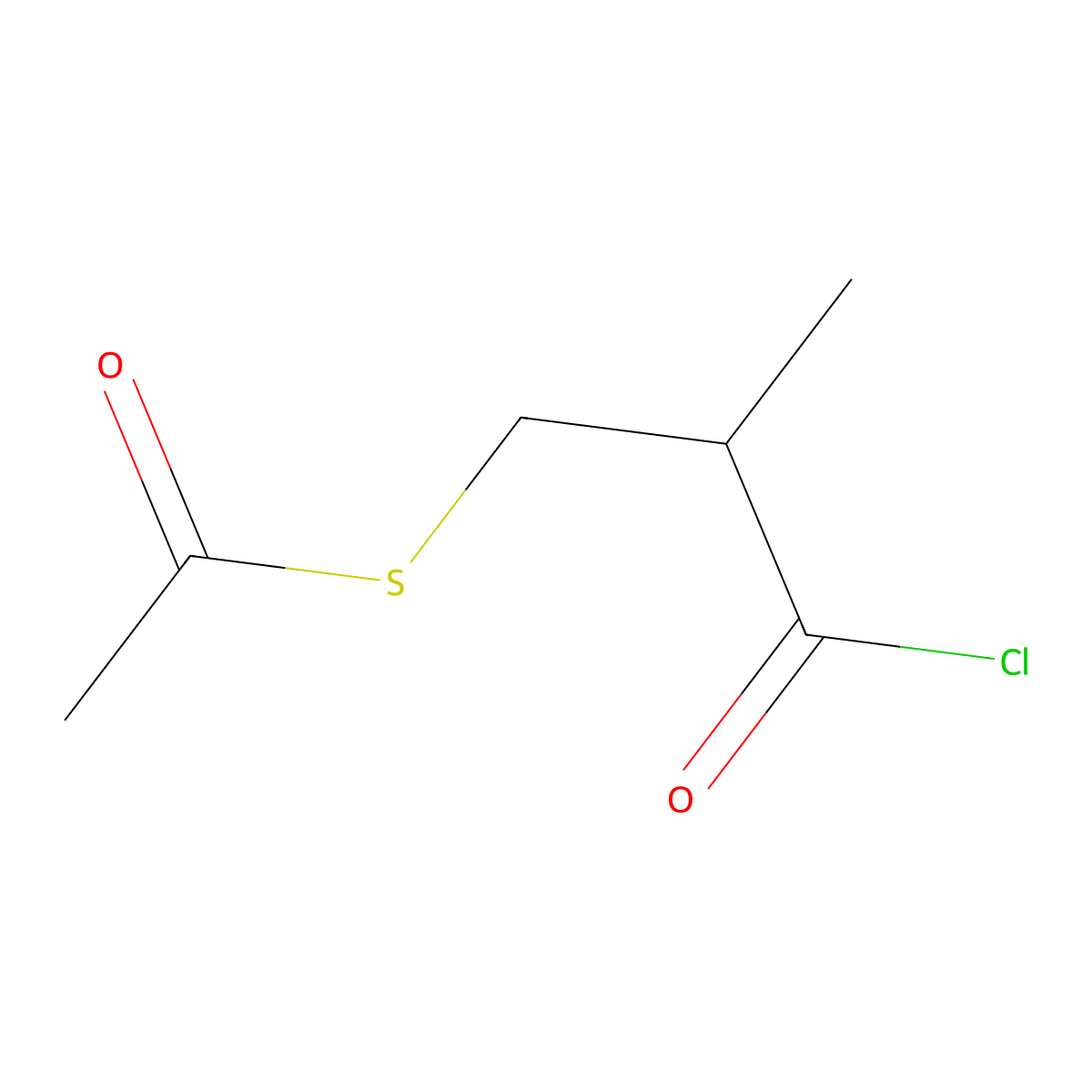 Ethanethioic acid, S-(3-chloro-2-methyl-3-oxopropyl) ester molecular structure, CAS 64805-64-7