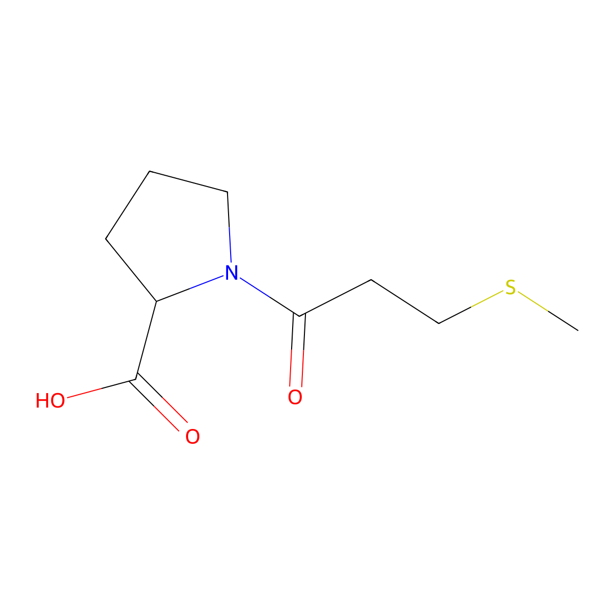 1-[3-(Methylsulfanyl)propanoyl]pyrrolidine-2-carboxylic acid molecular structure, CAS 64805-88-5