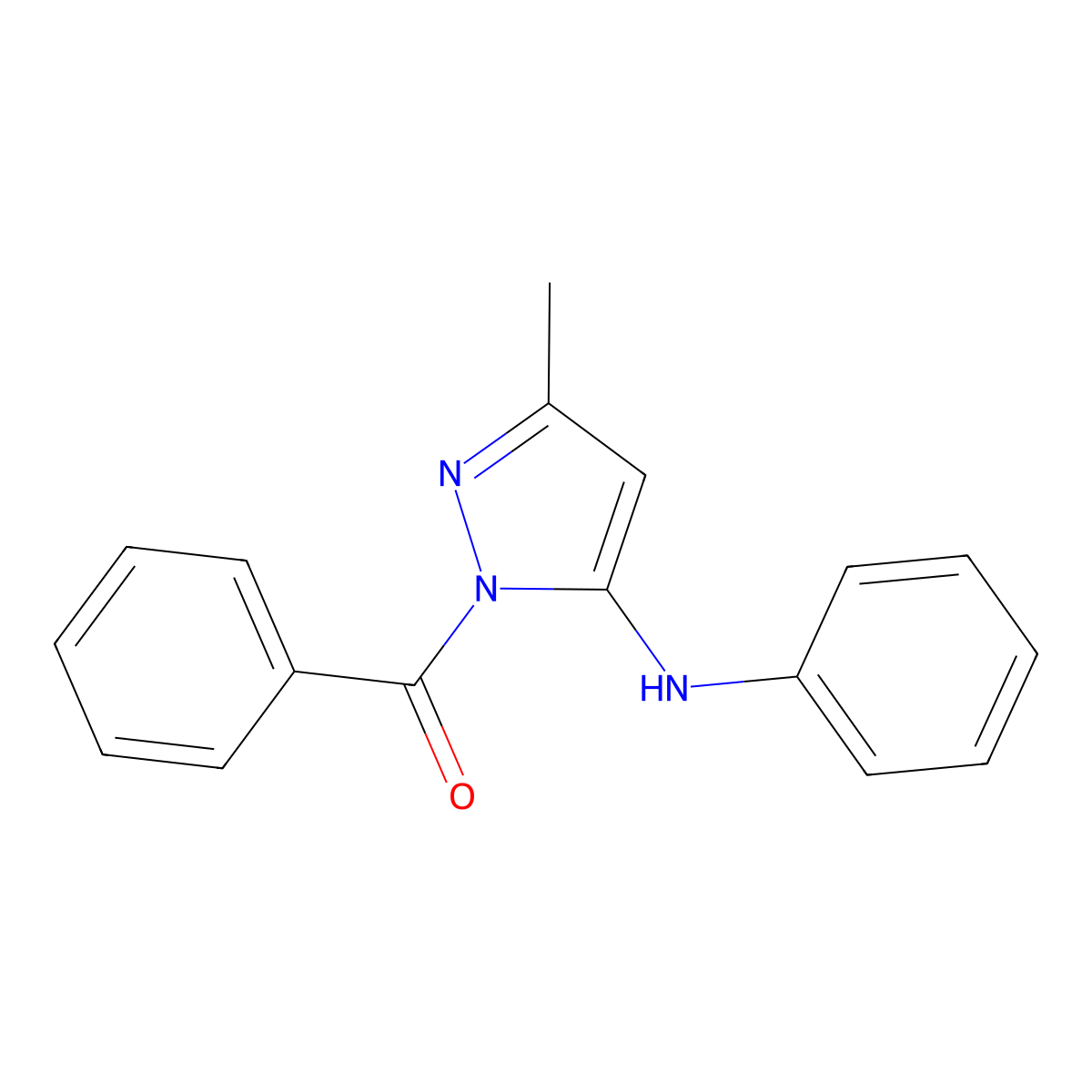 1-benzoyl-3-methyl-N-phenyl-1H-pyrazol-5-amine molecular structure, CAS 64808-33-9