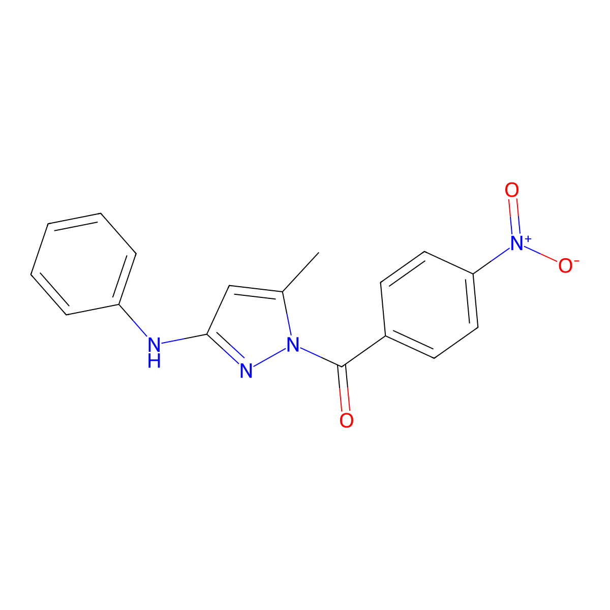 (3-Anilino-5-methylpyrazol-1-yl)-(4-nitrophenyl)methanone molecular structure, CAS 64808-42-0