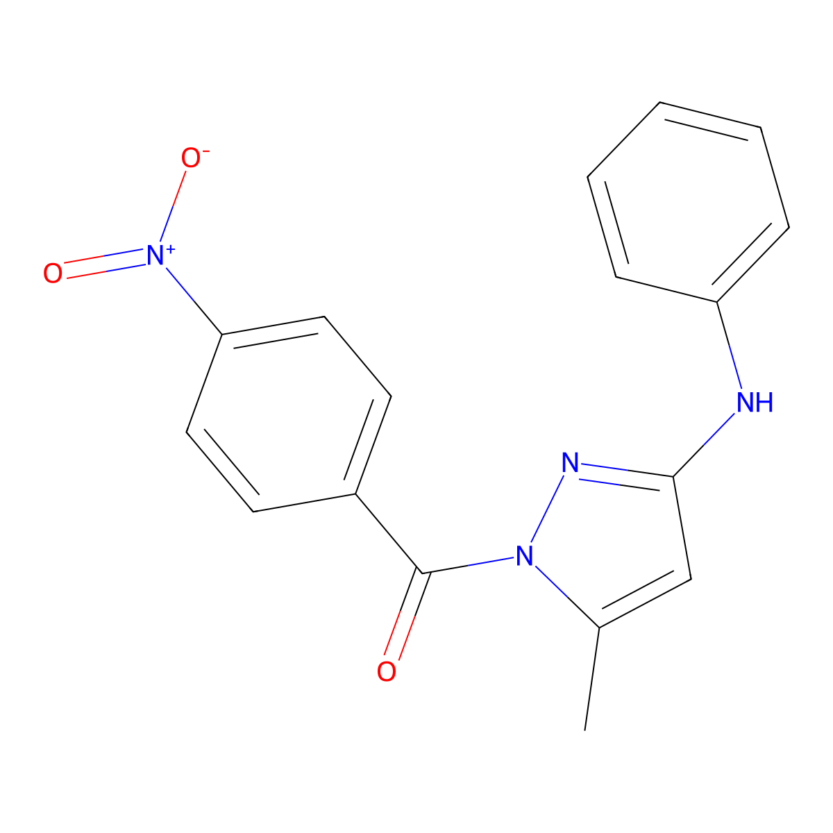 (3-Anilino-5-methylpyrazol-1-yl)-(4-nitrophenyl)methanone molecular structure, CAS 64808-42-0