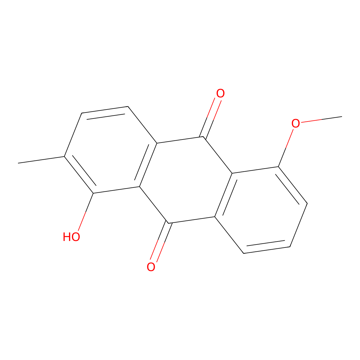 1-Hydroxy-5-methoxy-2-methylanthracene-9,10-dione molecular structure, CAS 64809-72-9