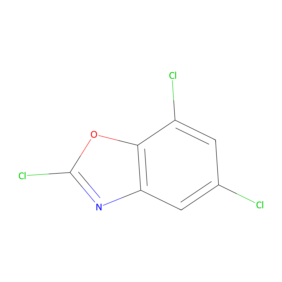 2,5,7-Trichloro-1,3-benzoxazole molecular structure, CAS 6481-01-2