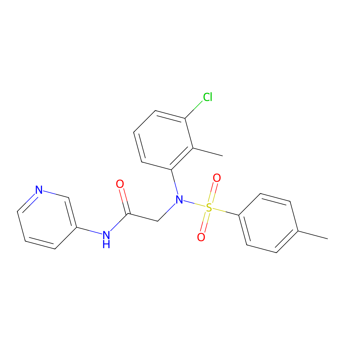 2-(3-chloro-2-methyl-N-(4-methylphenyl)sulfonylanilino)-N-pyridin-3-ylacetamide molecular structure, CAS 6481-30-7