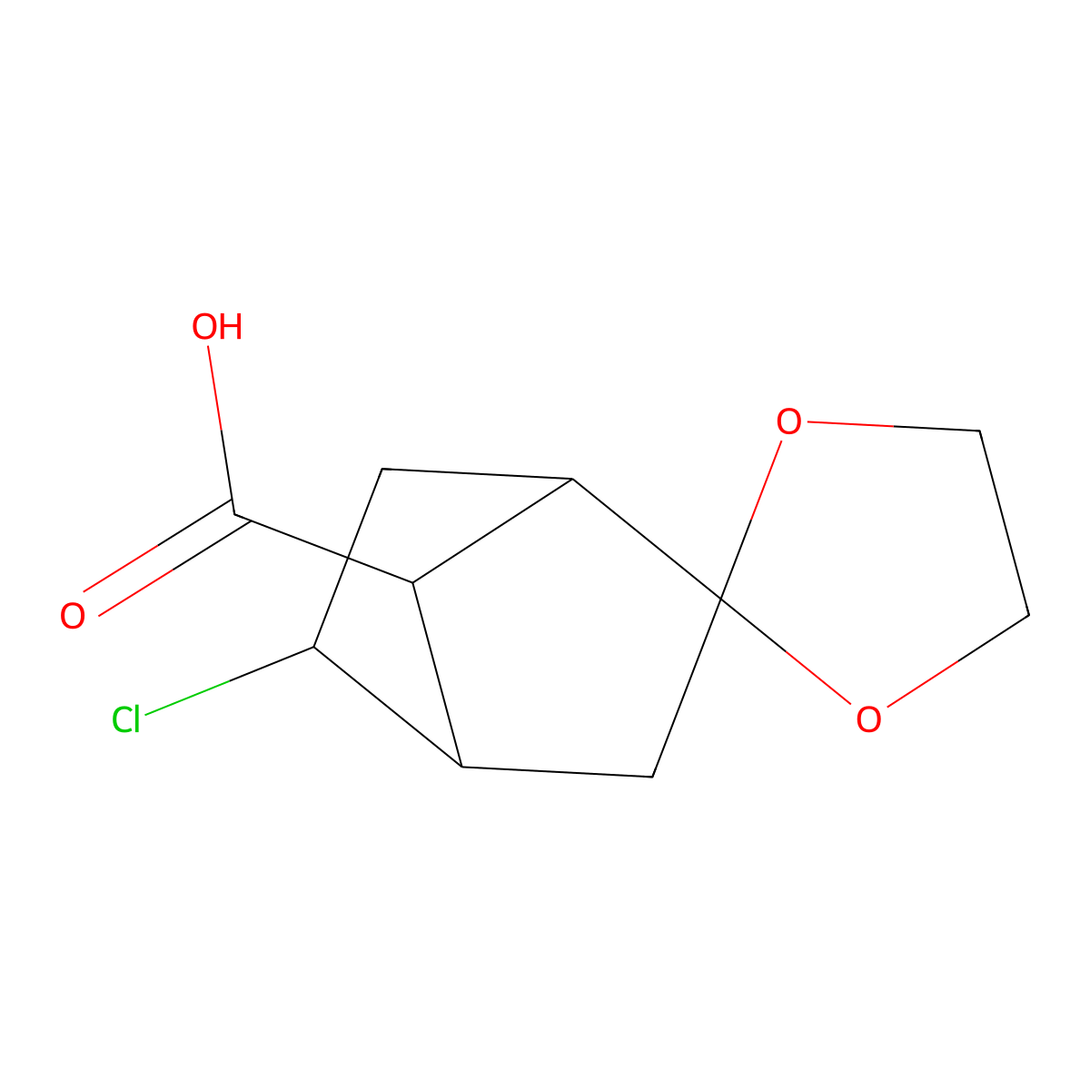 5'-Chlorospiro[1,3-dioxolane-2,2'-bicyclo[2.2.1]heptane]-7'-carboxylic acid molecular structure, CAS 64812-08-4