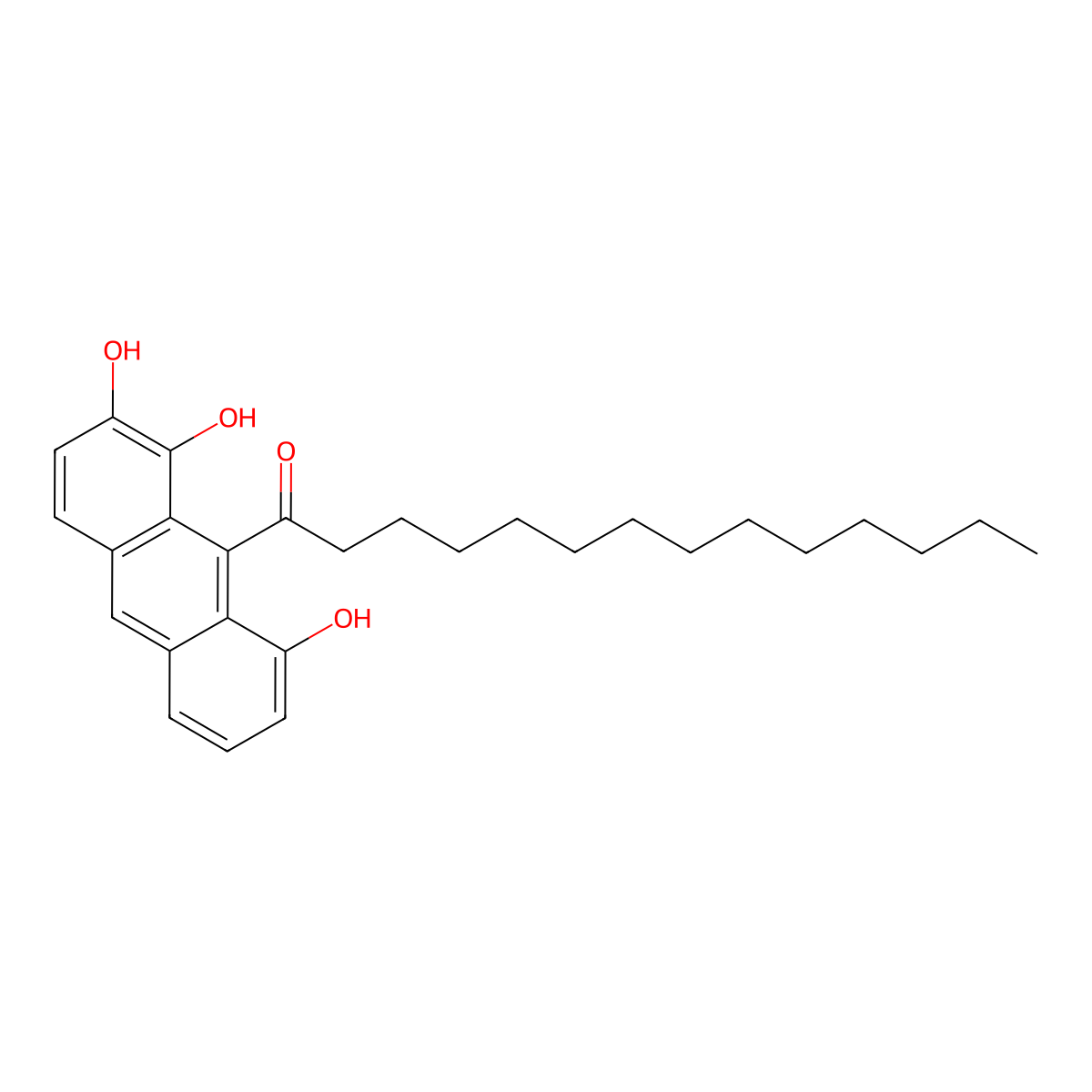 1,7,8-Anthracenetriol, 9-myristoyl- molecular structure, CAS 64817-78-3