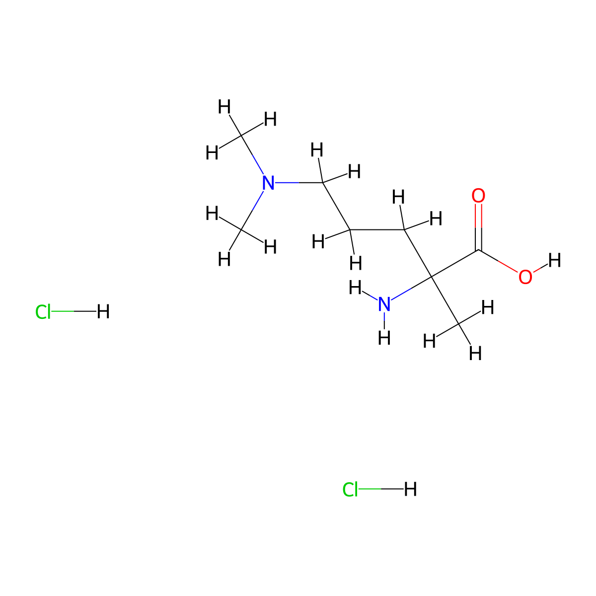 2-Amino-5-(dimethylamino)-2-methylpentanoic acid dihydrochloride molecular structure, CAS 64817-89-6