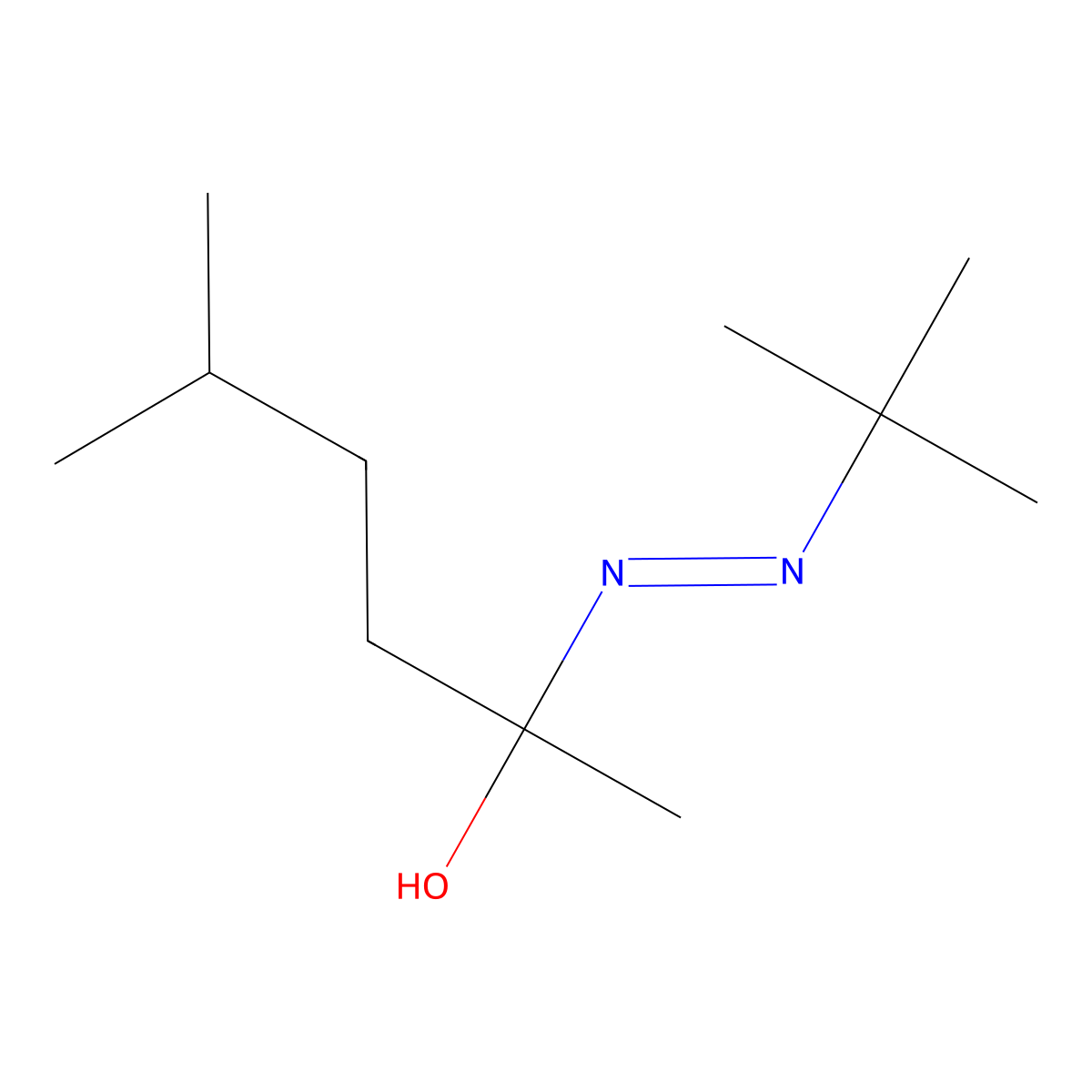 2-Hexanol, 2-[2-(1,1-dimethylethyl)diazenyl]-5-methyl- molecular structure, CAS 64819-51-8