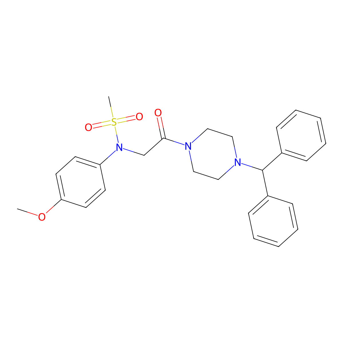 N-{2-[4-(diphenylmethyl)piperazin-1-yl]-2-oxoethyl}-N-(4-methoxyphenyl)methanesulfonamide molecular structure, CAS 6482-11-7