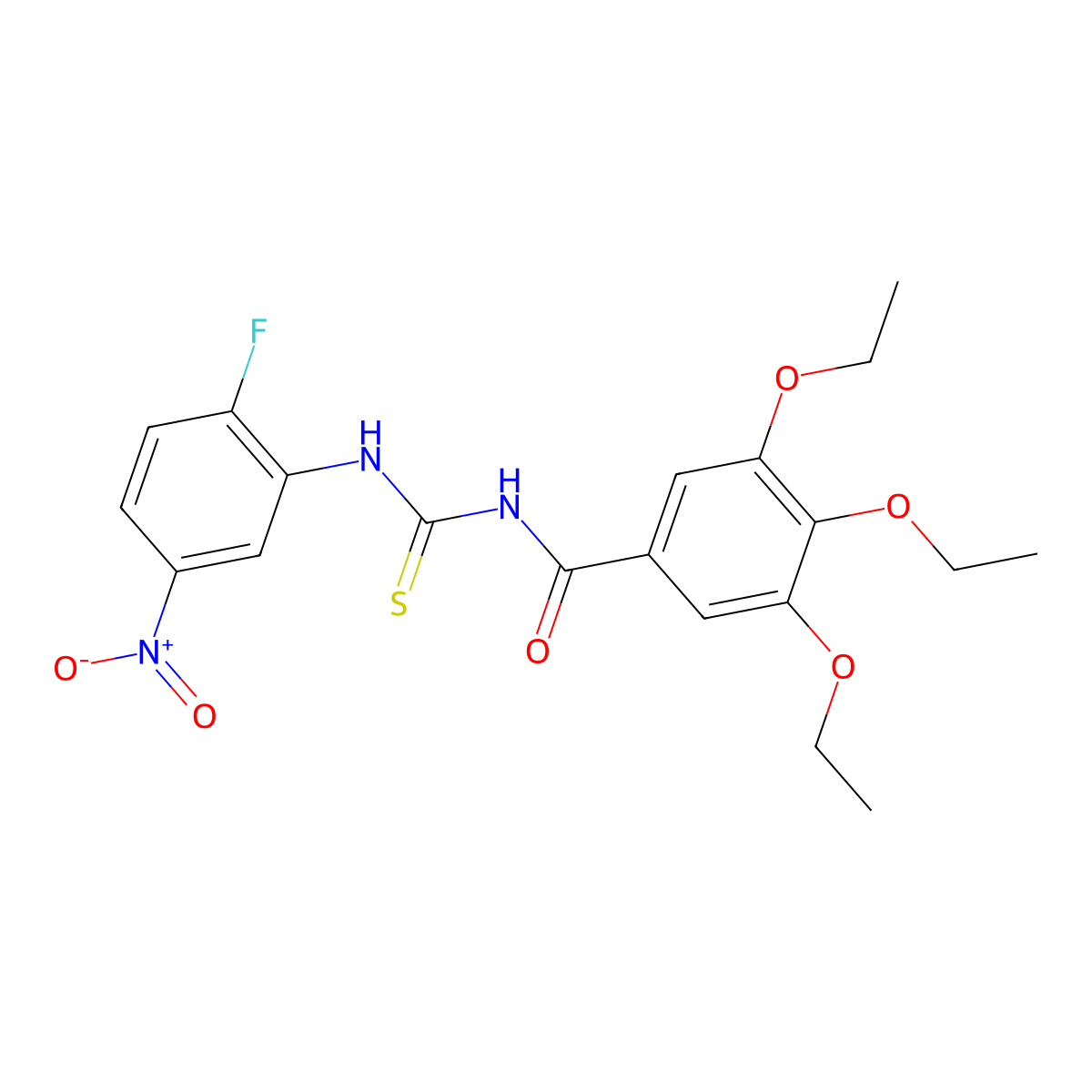 3,4,5-triethoxy-N-[(2-fluoro-5-nitrophenyl)carbamothioyl]benzamide molecular structure, CAS 6482-21-9