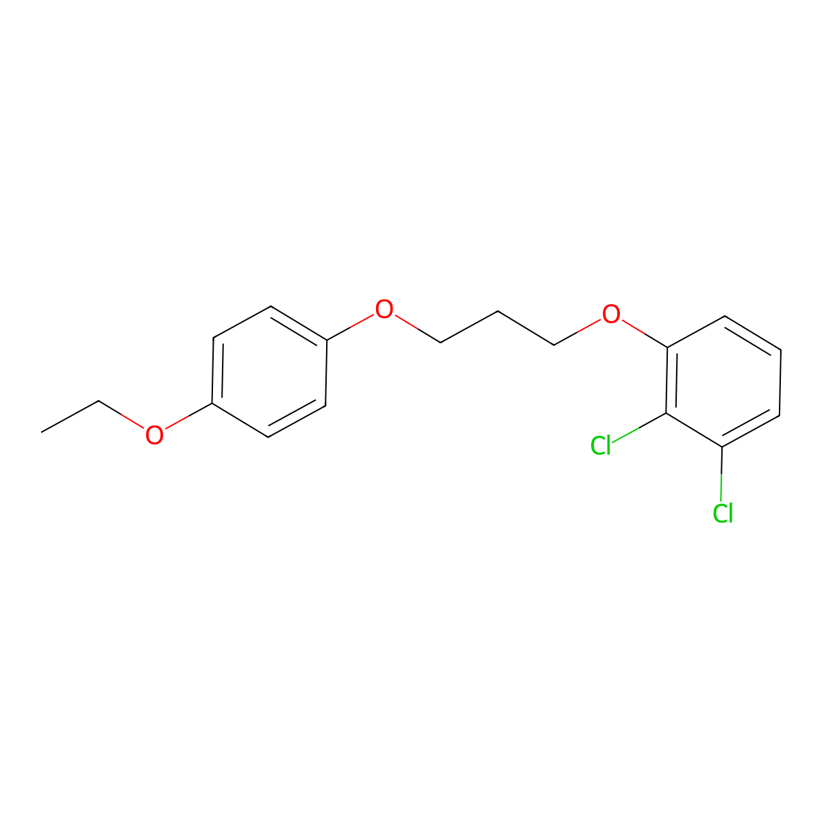 1,2-Dichloro-3-[3-(4-ethoxyphenoxy)propoxy]benzene molecular structure, CAS 6482-69-5