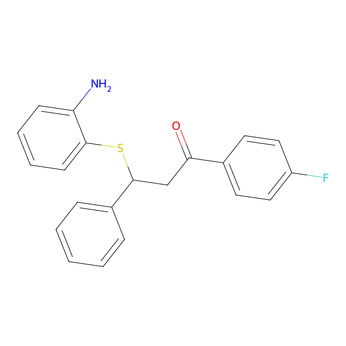 3-(2-Aminophenyl)sulfanyl-1-(4-fluorophenyl)-3-phenylpropan-1-one molecular structure, CAS 64820-36-6