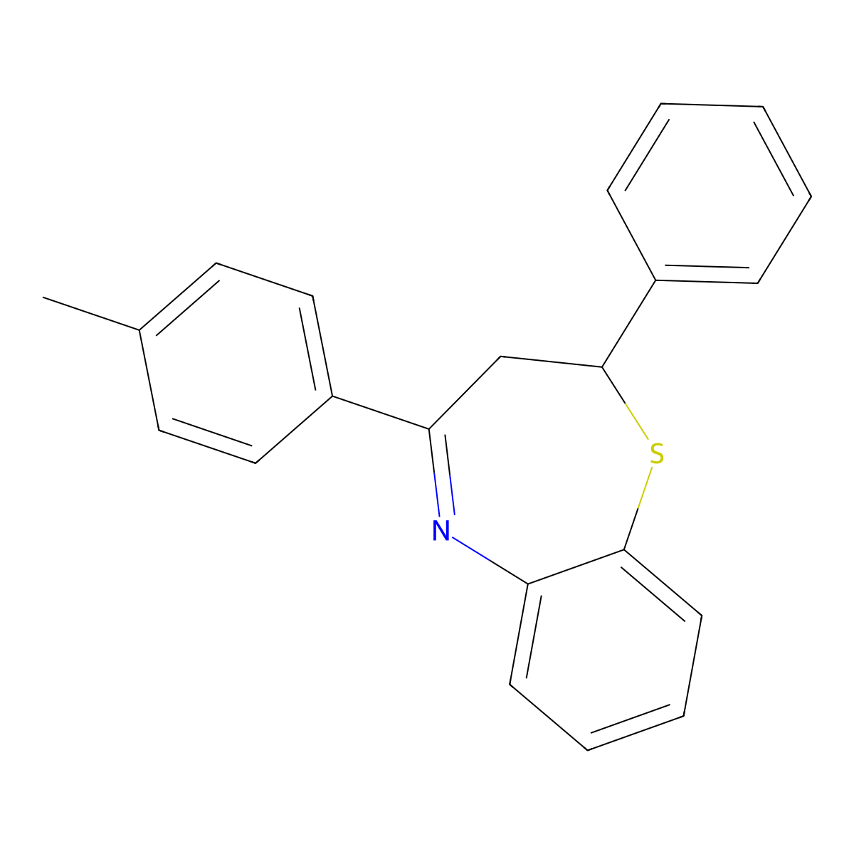 4-(4-Methylphenyl)-2-phenyl-2,3-dihydro-1,5-benzothiazepine molecular structure, CAS 64820-39-9