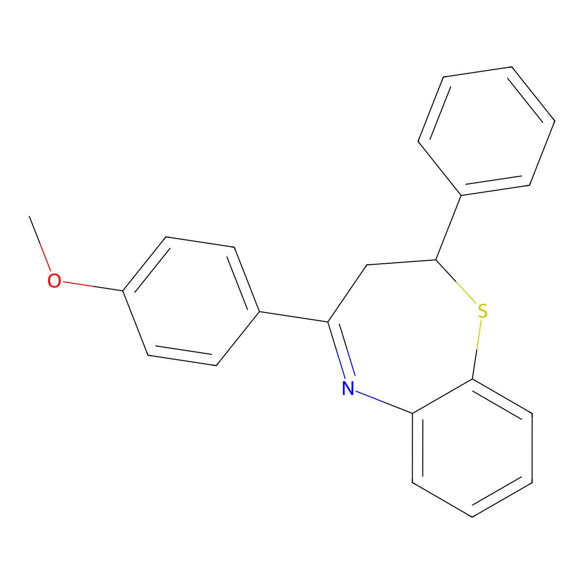 4-(4-Methoxyphenyl)-2-phenyl-2,3-dihydro-1,5-benzothiazepine molecular structure, CAS 64820-40-2