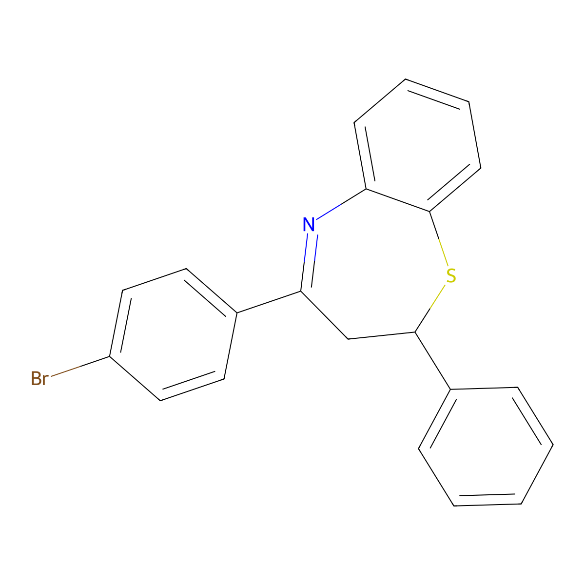 4-(4-Bromophenyl)-2-phenyl-2,3-dihydro-1,5-benzothiazepine molecular structure, CAS 64820-47-9
