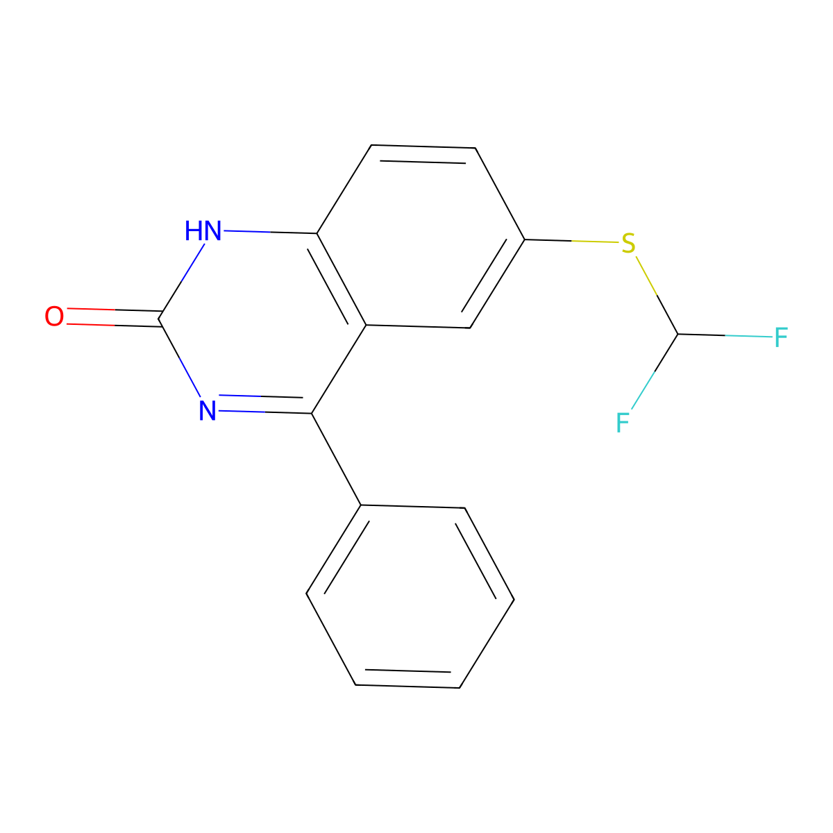 2(1H)-Quinazolinone, 6-((difluoromethyl)thio)-4-phenyl- molecular structure, CAS 64820-49-1