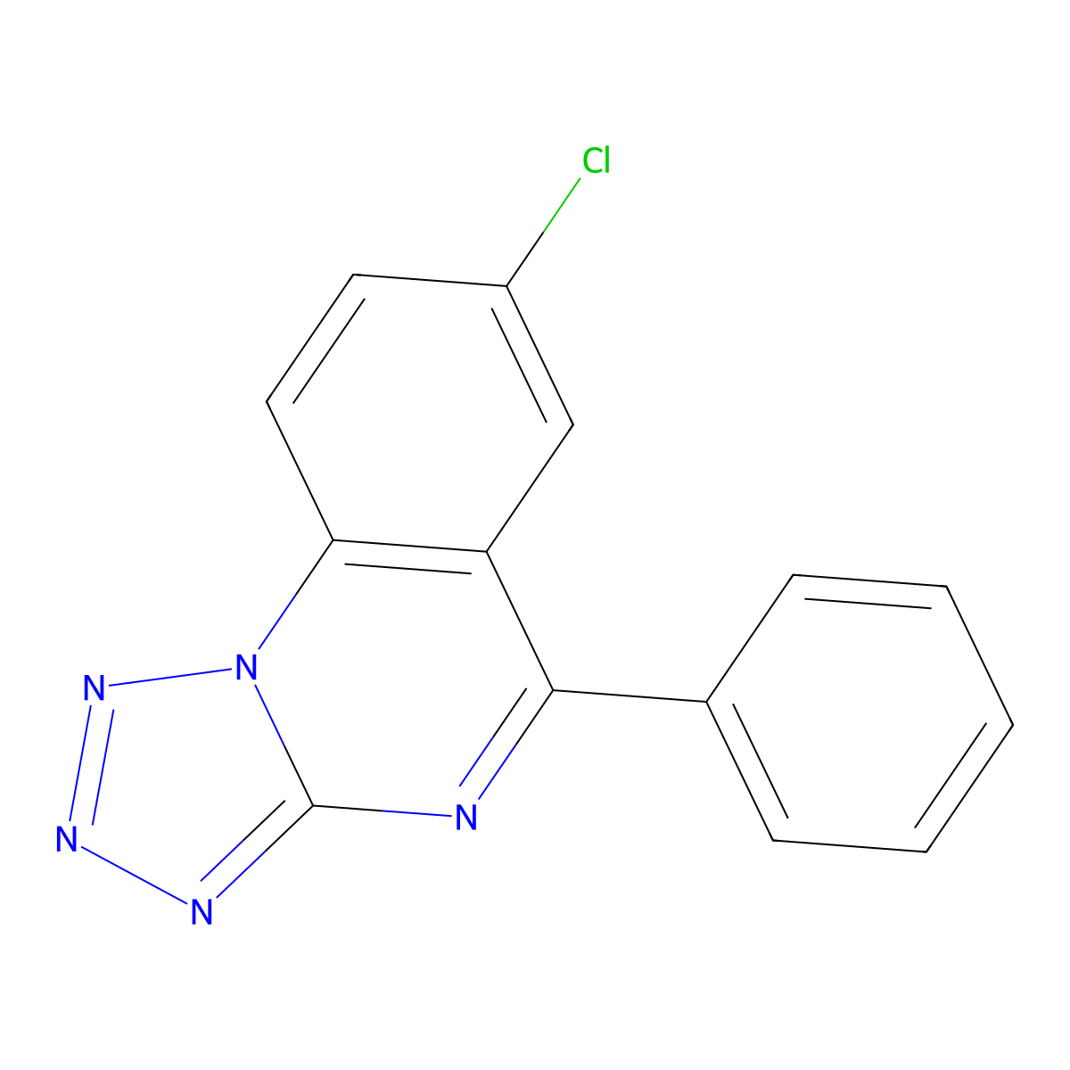 7-Chloro-5-phenyltetrazolo[1,5-a]quinazoline molecular structure, CAS 64820-61-7