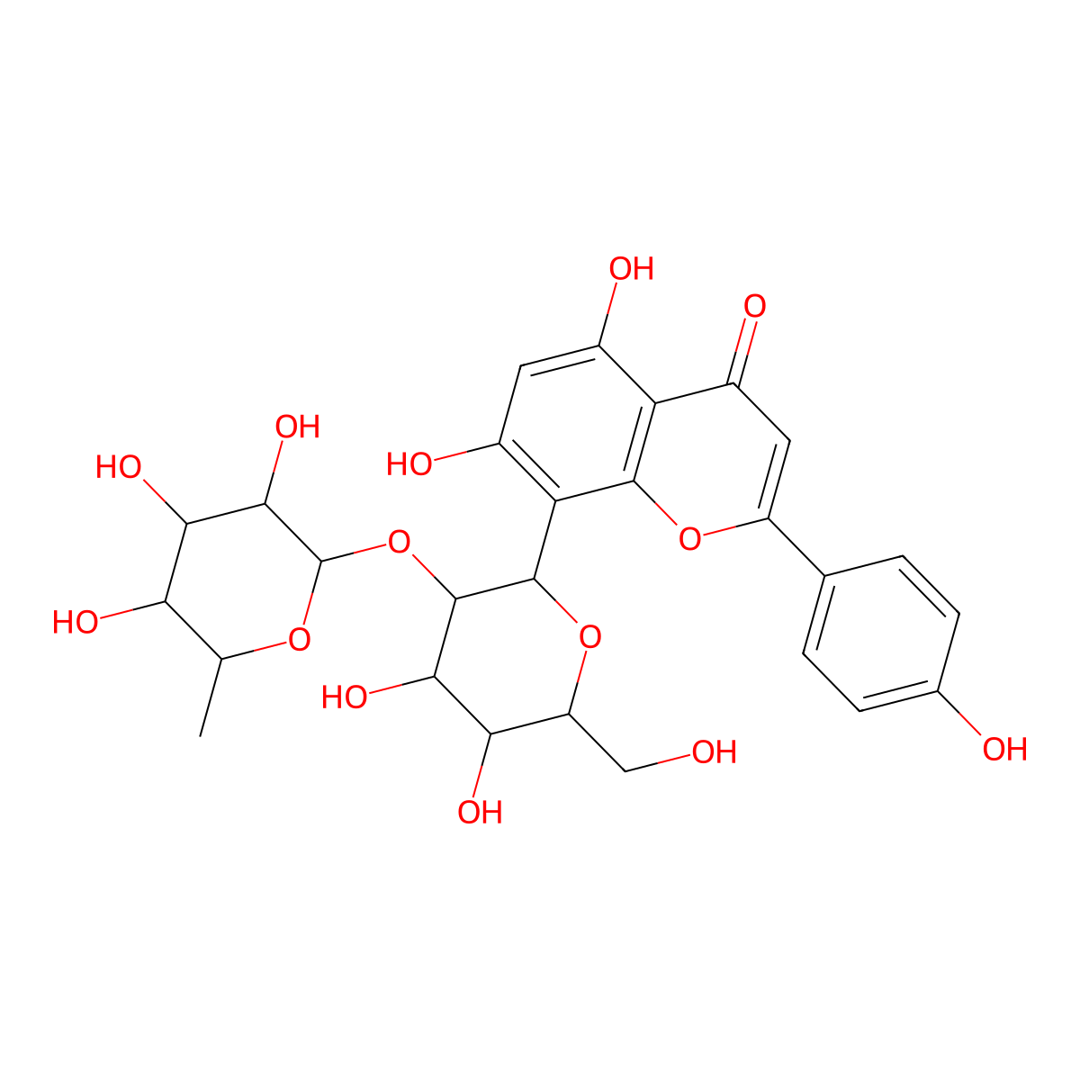 Vitexin 2''-O-rhamnoside molecular structure, CAS 64820-99-1