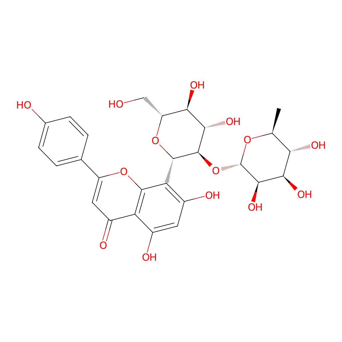 Vitexin 2''-O-rhamnoside molecular structure, CAS 64820-99-1