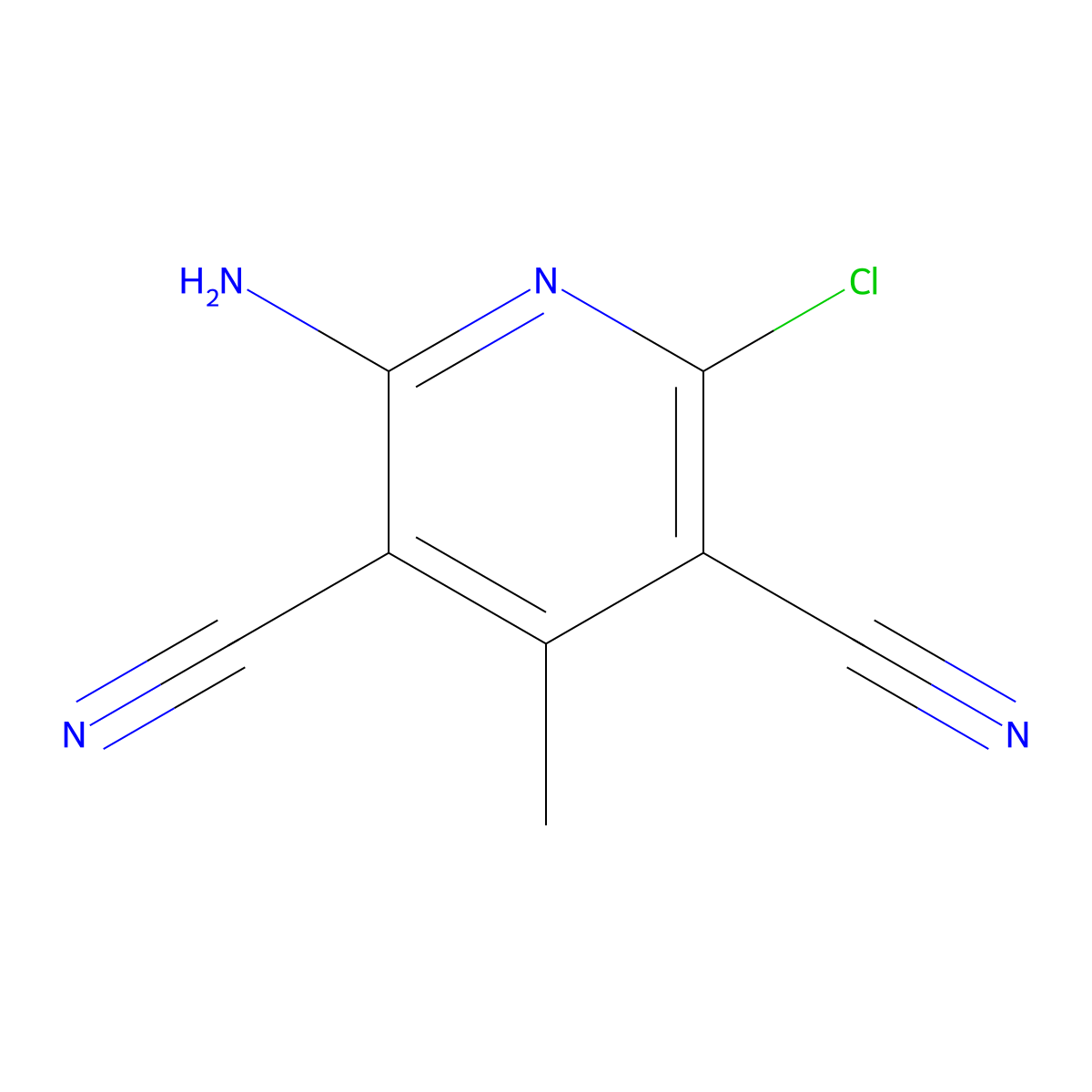 2-Amino-6-chloro-4-methylpyridine-3,5-dicarbonitrile molecular structure, CAS 64829-09-0