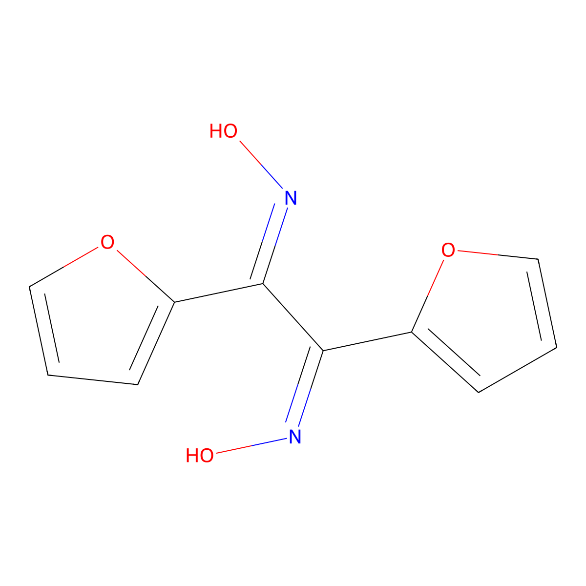 (1E,2E)-1,2-Di(furan-2-yl)ethane-1,2-dione dioxime molecular structure, CAS 6483-22-3