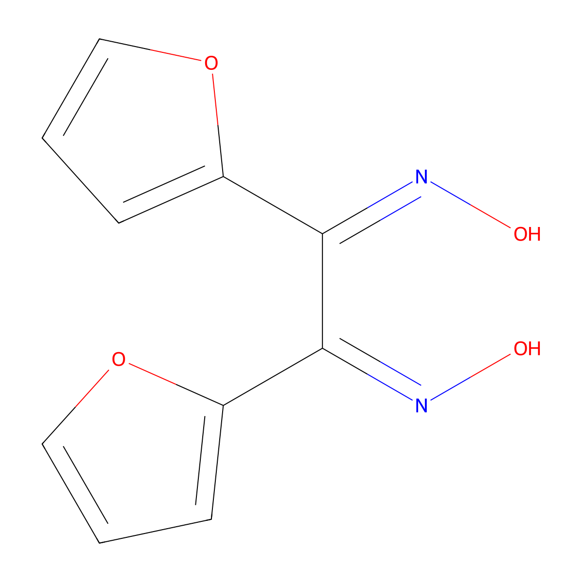 (1E,2E)-1,2-Di(furan-2-yl)ethane-1,2-dione dioxime molecular structure, CAS 6483-22-3